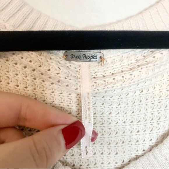 Free people cold shoulder sweater knit long sleeve small cream boho - Picture 7 of 13